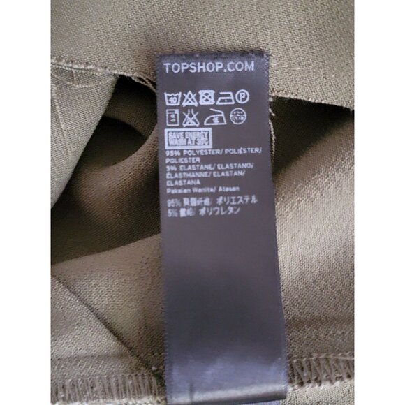 Topshop Womens Raw Edge Sleeveless V-Neck Top US 4 Olive Green - Picture 5 of 5
